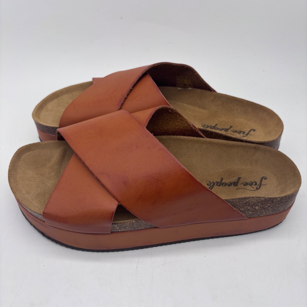 Free People Sidelines Leather Platform HoneyBrown Sandals Women US Size 9 EU 40 - Picture 7 of 10